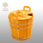 Запарник с крышкой 12л, лиственница лакированная Запарник с крышкой 12л, лиственница лакированная