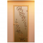 Дверь для сауны, серия "Береза", с фьюзингом, стекло бронзовое