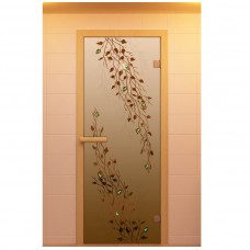 Дверь для сауны, серия "Береза", с фьюзингом, стекло бронзовое Дверь для сауны, серия "Береза", с фьюзингом, стекло бронзовое