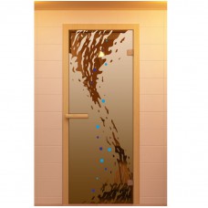 Дверь для сауны, серия "Волна", с фьюзингом, стекло бронзовое Дверь для сауны, серия "Волна", с фьюзингом, стекло бронзовое