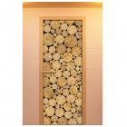 Дверь для сауны, серия "Поленница", с фотопечатью, стекло бронзовое Дверь для сауны, серия "Поленница", с фотопечатью, стекло бронзовое