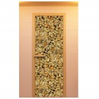 Дверь для сауны, серия "Дровница", с фотопечатью, стекло бронзовое