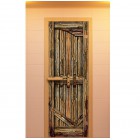 Дверь для сауны, серия "Амбар", с фотопечатью, стекло бронзовое