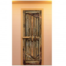 Дверь для сауны, серия "Амбар", с фотопечатью, стекло бронзовое Дверь для сауны, серия "Амбар", с фотопечатью, стекло бронзовое