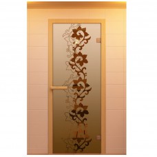 Дверь для сауны, серия "Чайный декор, стекло бронзовое Дверь для сауны, серия "Чайный декор, стекло бронзовое