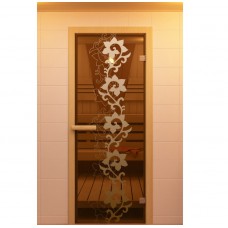 Дверь для сауны, серия "Камелия", стекло бронзовое Дверь для сауны, серия "Камелия", стекло бронзовое