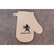 Рукавица П/Ш белая Хозяин бани (вышивка)